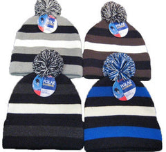 Men's Striped Pom Hat