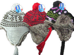 Ladies Faux Fur Lined Fairisle Helmet